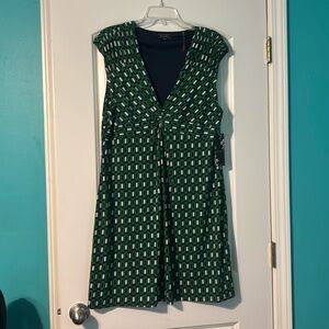Sleeveless green geometric dress mini